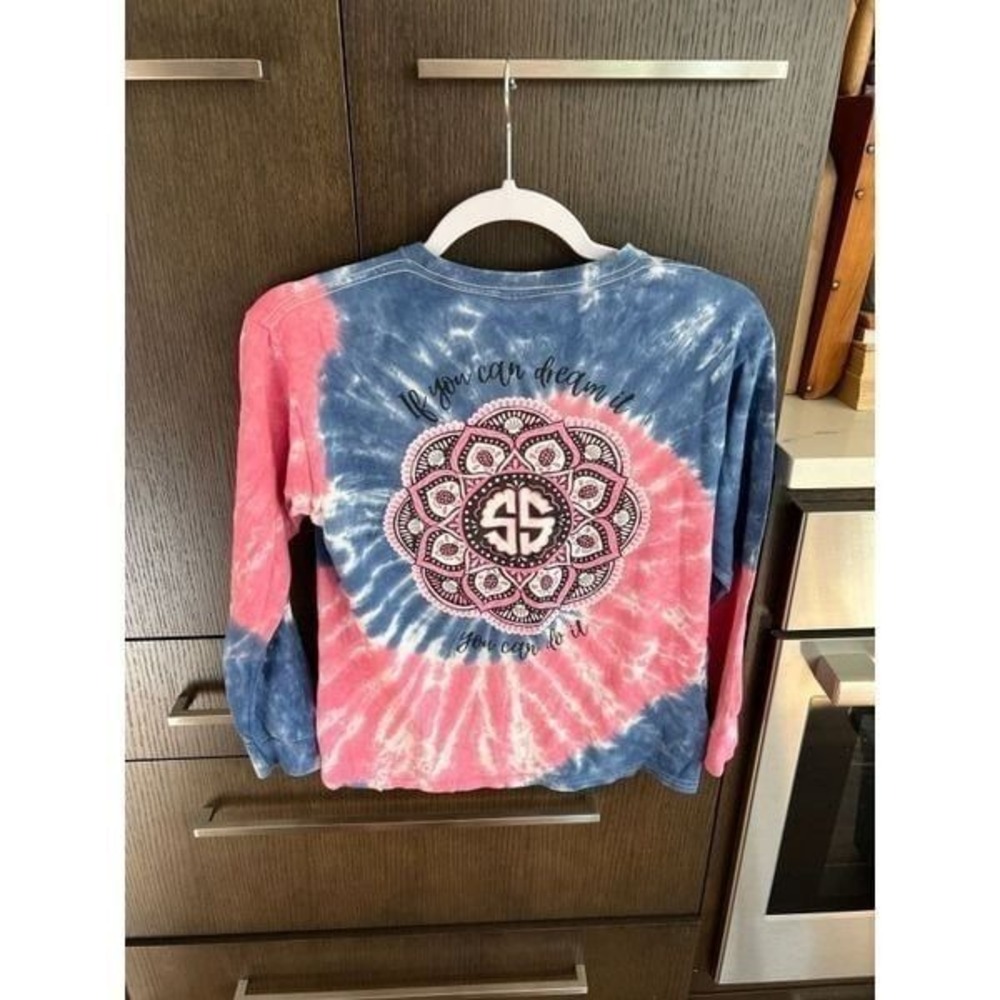 Simply Southern Womens Long Sleeve Tie Dye Shirt Small Blue Pink Turtle medium